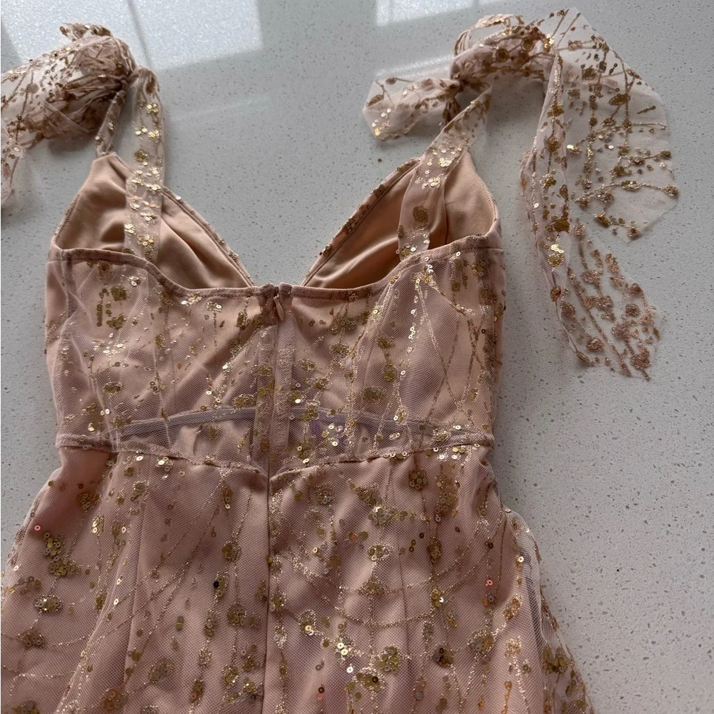 Lucy in the sky gold champagne color dress size xs - Picture 4 of 5